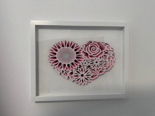 3D Shade of Pink Heart Shadow Box