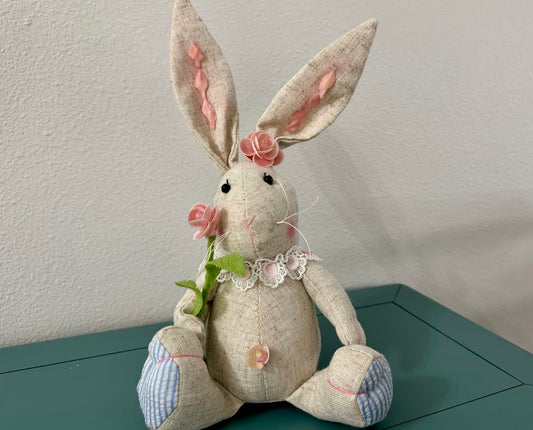 Coastal Easter Bunny Rabbit with Sea Shell Flowers