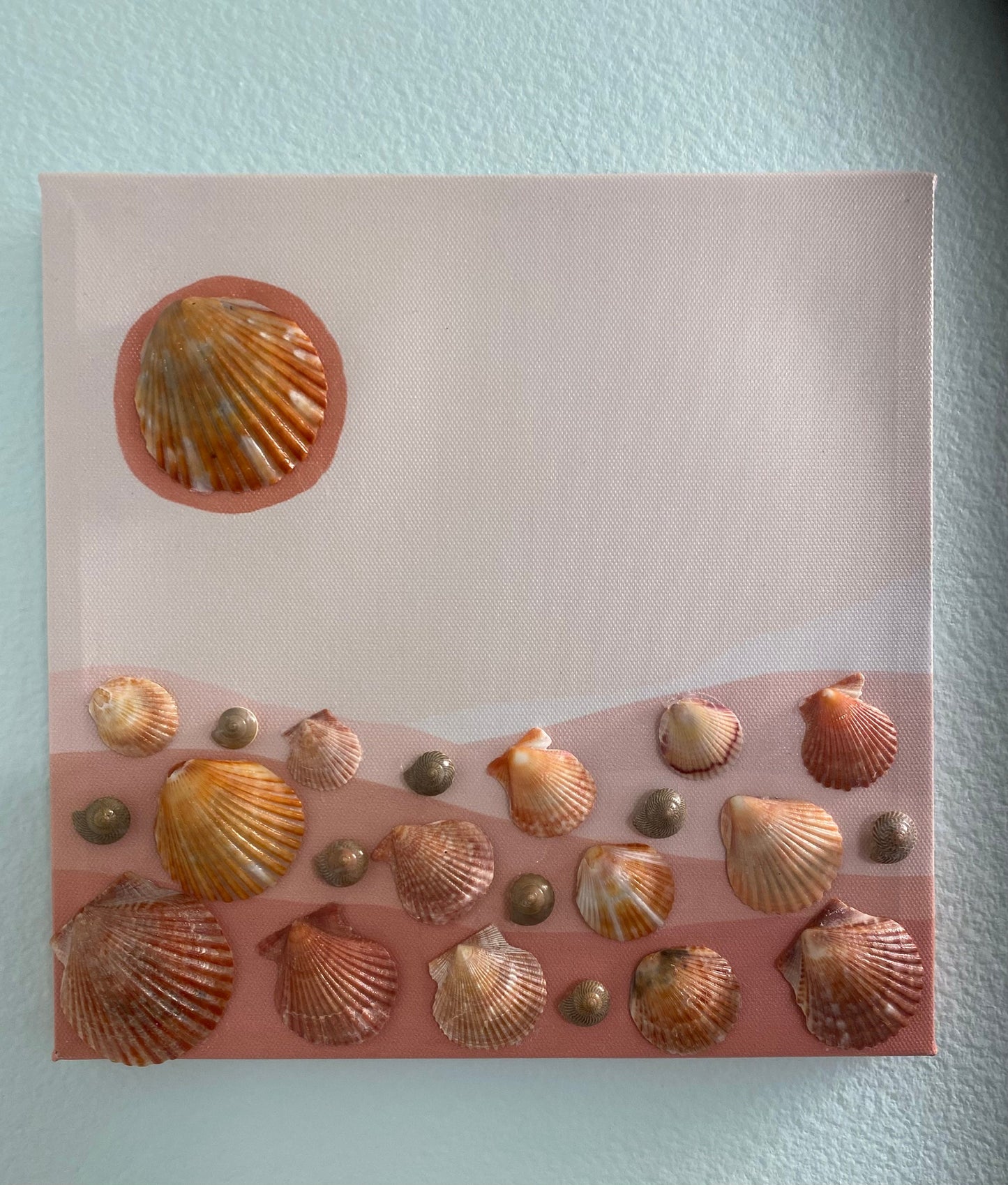 Sunset Canvas with Orange Scallop Shells